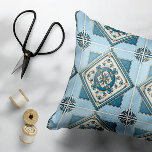 Mediterranean Tiles, Portugal, Azulejo, Majolica Prydnadskudde