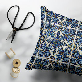 Mediterranean Tiles, Portugal, Azulejo, Majolica Prydnadskudde