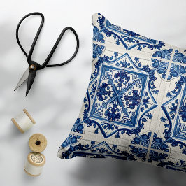 Mediterranean Tiles, Portugal, Azulejo, Majolica Prydnadskudde