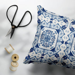 Mediterranean Tiles, Portugal, Azulejo, Majolica Prydnadskudde