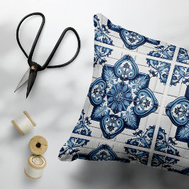 Mediterranean Tiles, Portugal, Azulejo, Majolica Prydnadskudde