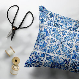 Mediterranean Tiles, Portugal, Azulejo, Majolica Prydnadskudde