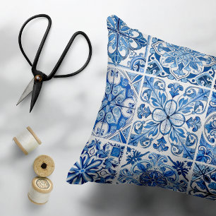 Mediterranean Tiles, Portugal, Azulejo, Majolica Prydnadskudde