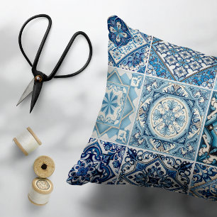 Mediterranean Tiles, Portugal, Azulejo, Majolica Prydnadskudde