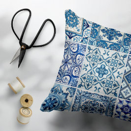Mediterranean Tiles, Portugal, Azulejo, Majolica Prydnadskudde