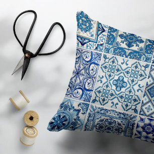 Mediterranean Tiles, Portugal, Azulejo, Majolica Prydnadskudde