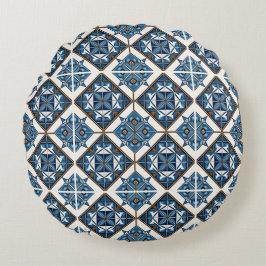 Mediterranean Tiles, Portugal, Azulejo, Majolica Rund Kudde
