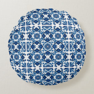 Mediterranean Tiles, Portugal, Azulejo, Majolica Rund Kudde