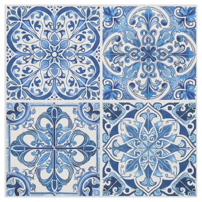 Mediterranean Tiles, Portugal, Azulejo, Majolica Tyg (Provkarta)