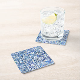 Mediterranean Tiles, Portugal, Azulejo, Majolica Underlägg Papper Kvadrat