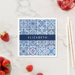 Mediterranean Tiles, Portugese, Azulejo, ditt namn Pappersservett