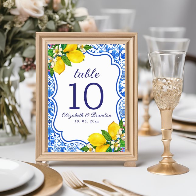 Mediterranean Tiles Summer Wedding Bordsnummer (Skapare uppladdad)