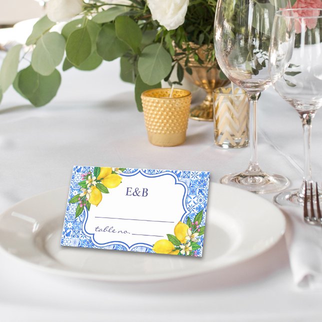 Mediterranean Tiles - Wedding with Citrus Touches Placeringskort (Skapare uppladdad)