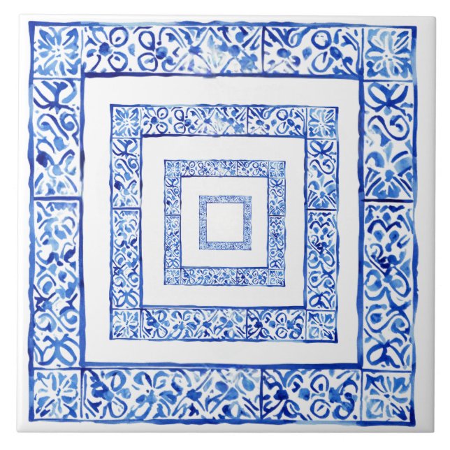 Mediterranean Tuscan Rustic Geometric  Kakelplatta (Framsidan)