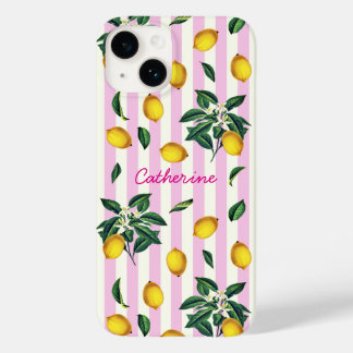 Mediterranean Vintage Citroner Rosa Ränder Namn