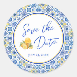 Mediterranean Wedding Save The Date Envelope Seal Runt Klistermärke