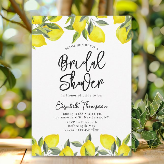Mediterranean Yellow Lemon Bridal shower Inbjudningar (Skapare uppladdad)