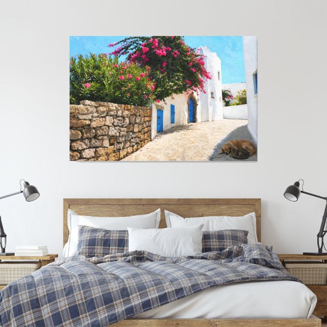Mediterraneansk gränd Stor sträckt canvaskonst (Insitu (sovrum))