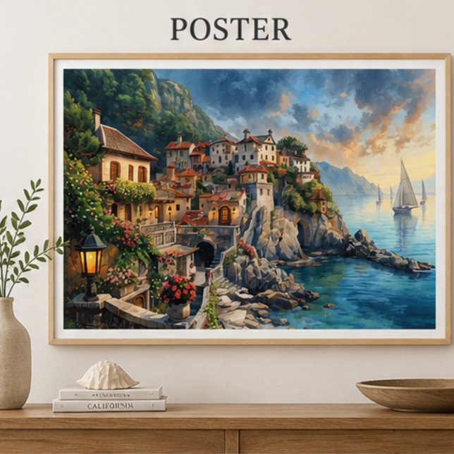 Mediterraneo kustby-poster poster (Skapare uppladdad)