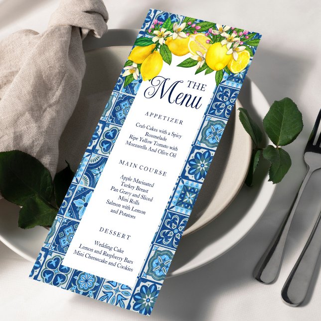 Mediterransk meny med kakel och citroner (Skapare uppladdad)