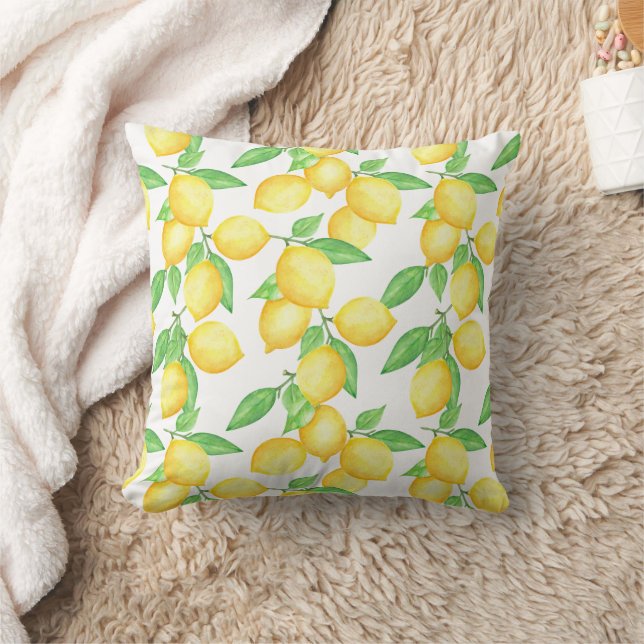 Mediterrenean Citrus Lemon pattern Kudde (Filt)