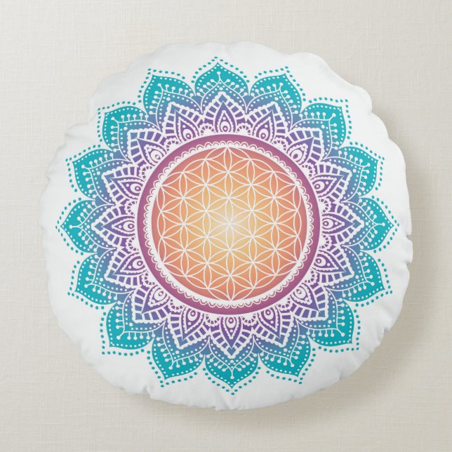 Meditets kudde Mandalas blomma av livet (Framsidan)