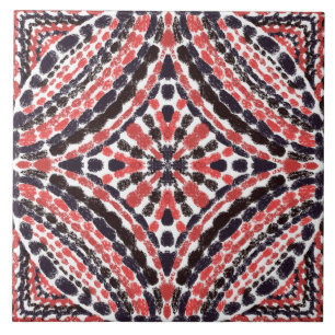 Meditteranean Red Black Mosaics Hand målad Kakelplatta