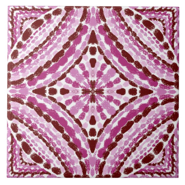 Meditteranesisk Rosa Mosaics Hand målat Kakelplatta (Framsidan)