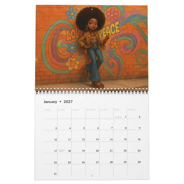 Medium African American/Black Woman 2026 Calendar Kalender (Jan 2027)