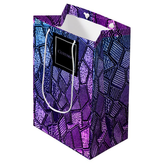 Medium Bag av personlig Ultra Violet Mosaic Glass (Framsidan Vinklad)