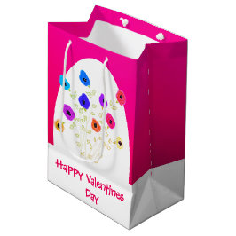 Medium Bag för Bright Rosa Flowwed Lycklig Valenti