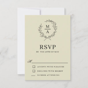 Medium Beige Simple Elegant Monogram OSA Kort