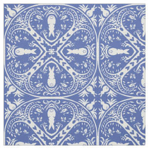 Medium Blue Bunny Rabbit Medallion Mönster Cute Tyg