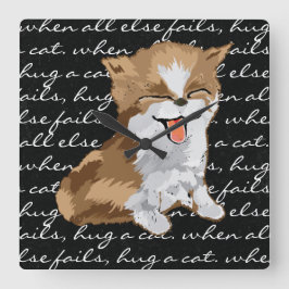 Medium Clock "Hug a Cat" Fyrkantig Klocka