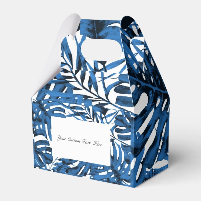 Medium Denim Blue Tropical Handflatan Löv Bröllop Presentaskar (Framsidan Sidan)