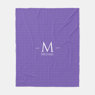 Medium för anpassningsbar Blue Lila Monogram-mall Fleecefilt