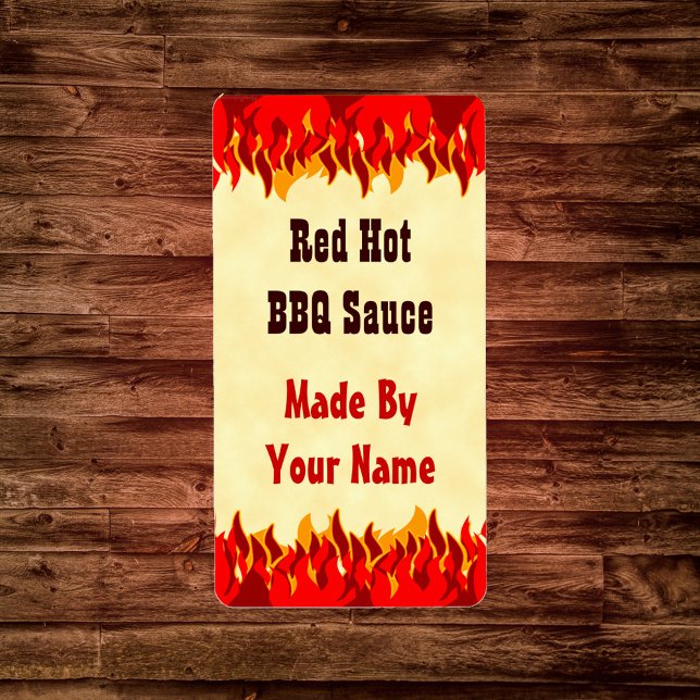 Medium för Anpassningsbarna Red Flames BBQ Sauce C Adressetikett (Skapare uppladdad)