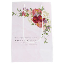 Medium för Boho Red Rosa vit ros Flowers Bröllop