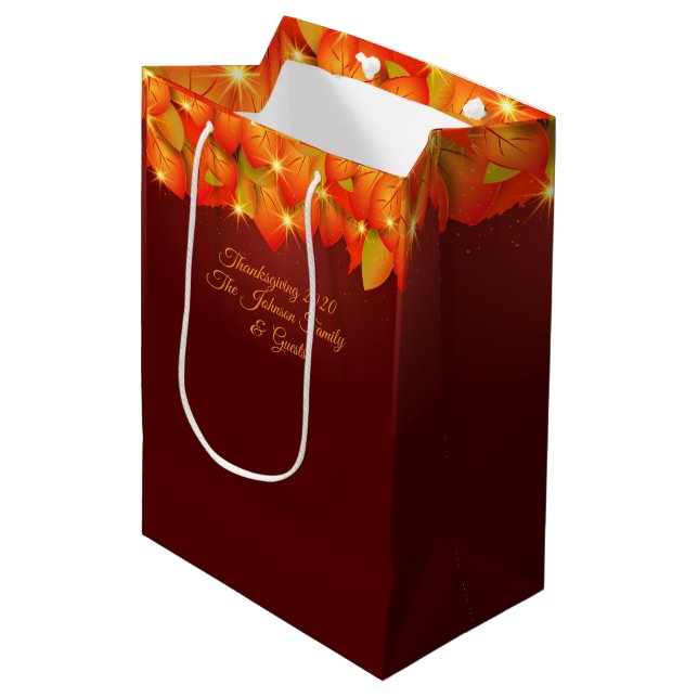Medium för matchande Thanksgiving Orange Löv Namn (Framsidan Vinklad)