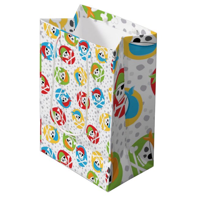 Medium Gift Bag för barn SKULL Party Pirat (Framsidan Vinklad)