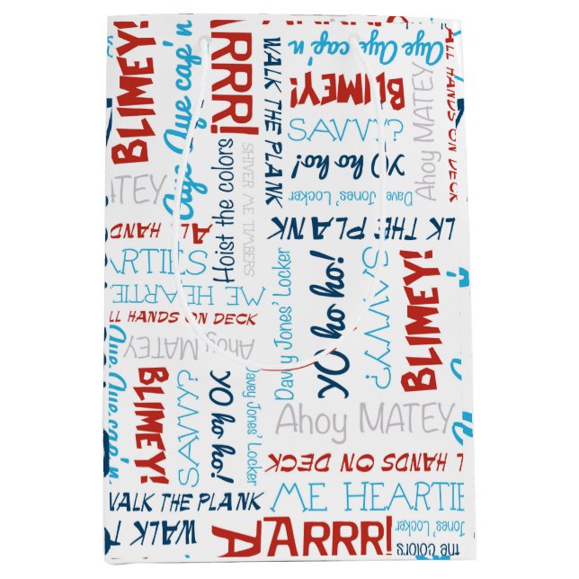 Medium Gift Bag för pirat slogans Party Pirat (Framsidan)