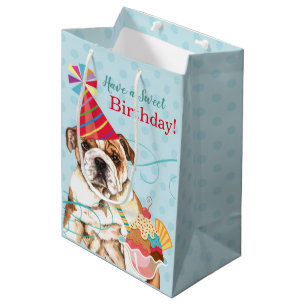 Medium Gift Bag för Sweet Birthday Bulldog