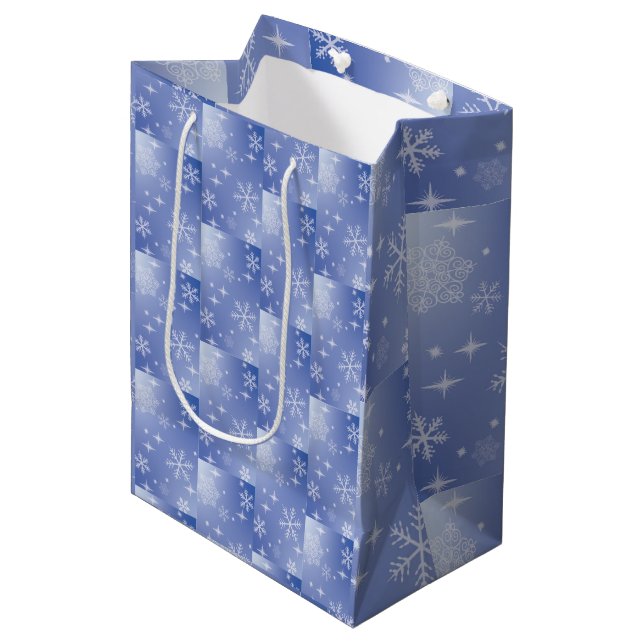Medium Gift Bag för vintersnöflingor (Framsidan Vinklad)