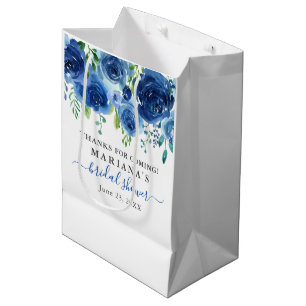 Medium Gift Bag-Möhippa för marin blå Blommigt