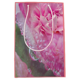 Medium Gift Bag-rosa för koraller, gräs och peonym
