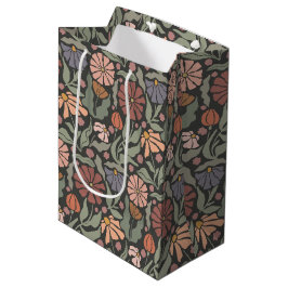 Medium Gift Bag-Vintagen Retro Flowers