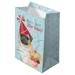 Medium Gift-blocket på svenska Birthday Pug