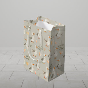 Medium Gift-påse för färgen Cute Watercolor Geese