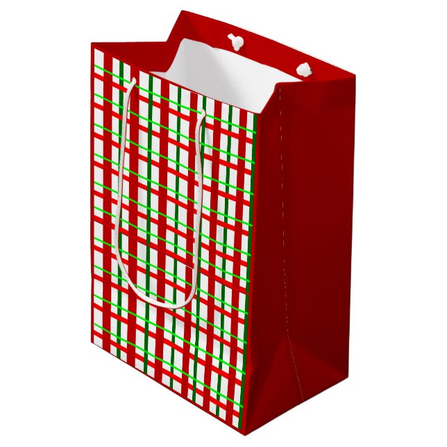 Medium Glossy Plaid Christmas Gift Bag (Framsidan Vinklad)