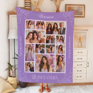 Medium Lavender 14 Photo Keepsak Quinceañera Fleecefilt